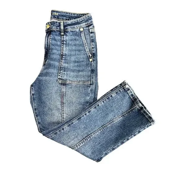 Michael Kors Cropped Flare High Rise Slim Through Hip & Thigh Jeans Size 8 - Picture 1 of 10